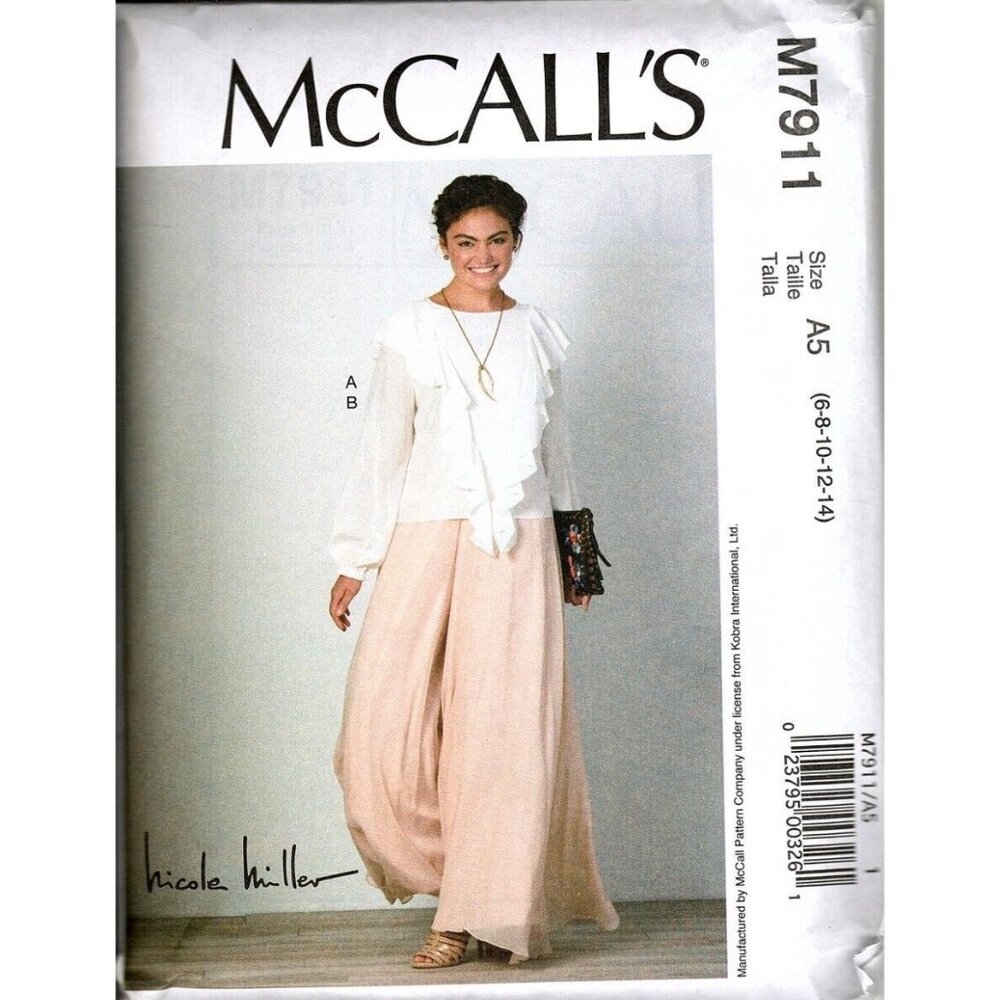 McCall's M7911 Misses 6 to 14 Nicole Miller Top and Pants Uncut Sewing Pattern